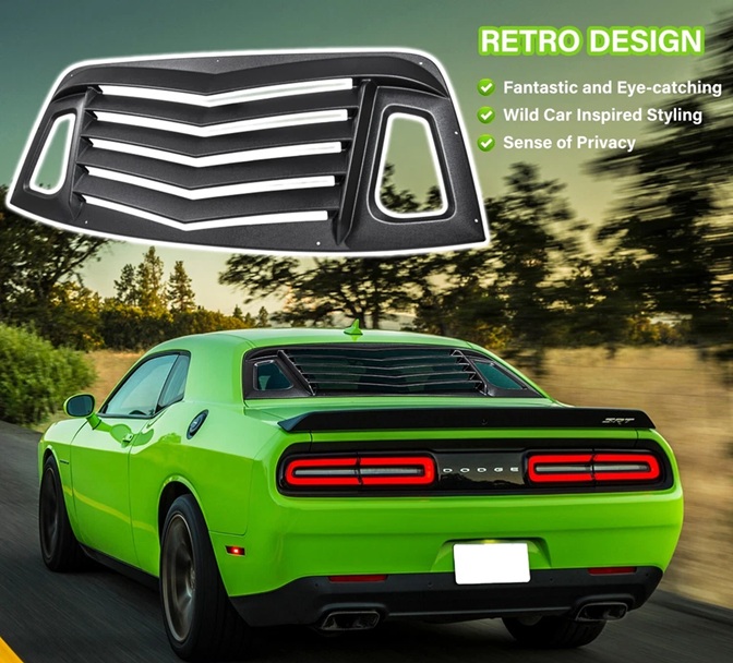 ABS Rear Window Lambo Style Louvers 08-23 Dodge Challenger